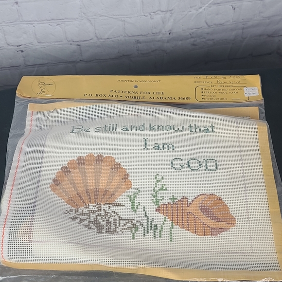 Patterns for life. Scripture in needlepoint. Psalm 46:10 8" X 10" - Picture 1 of 9